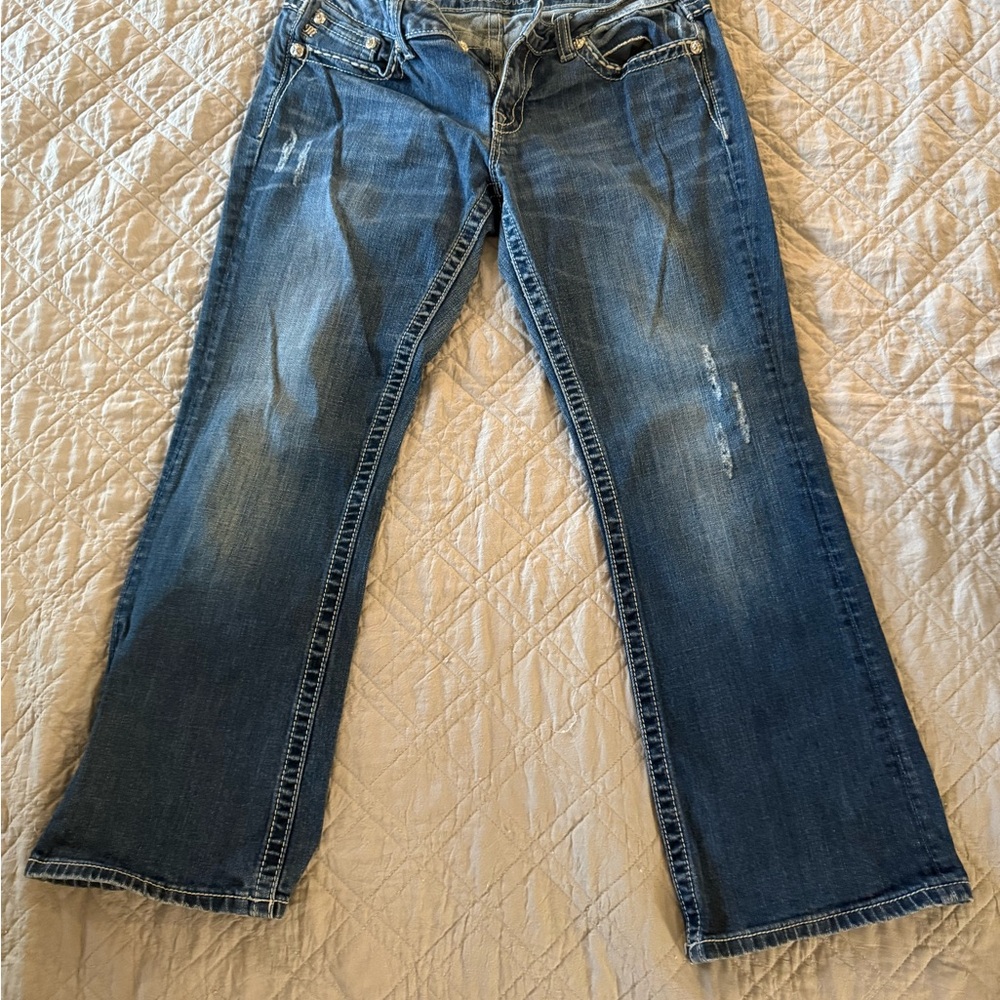 Miss Me Dark Blue Short Boot Cut Jeans
